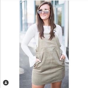 Corduroy Jumper Dress in Olive